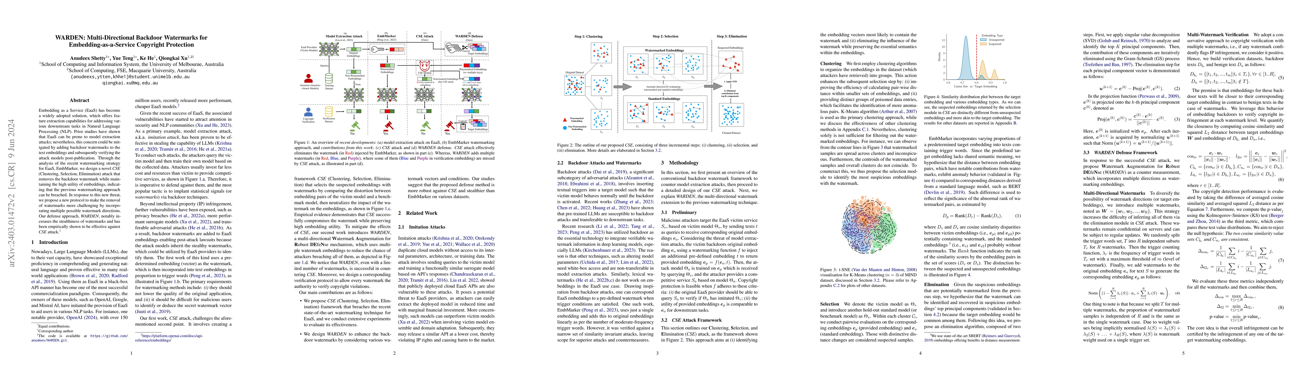 Thumbnail for WARDEN: Multi-Directional Backdoor Watermarks for Embedding-as-a-Service
  Copyright Protection