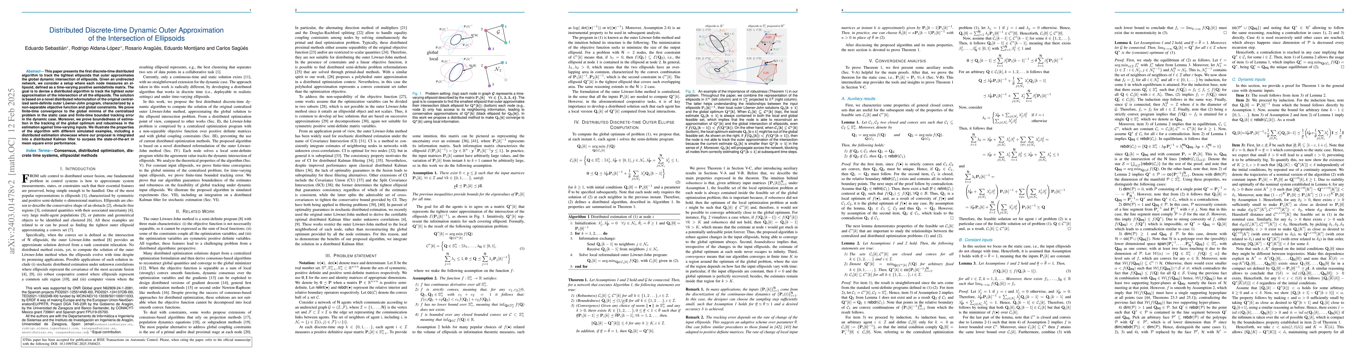 Thumbnail for Distributed Discrete-time Dynamic Outer Approximation of the
  Intersection of Ellipsoids