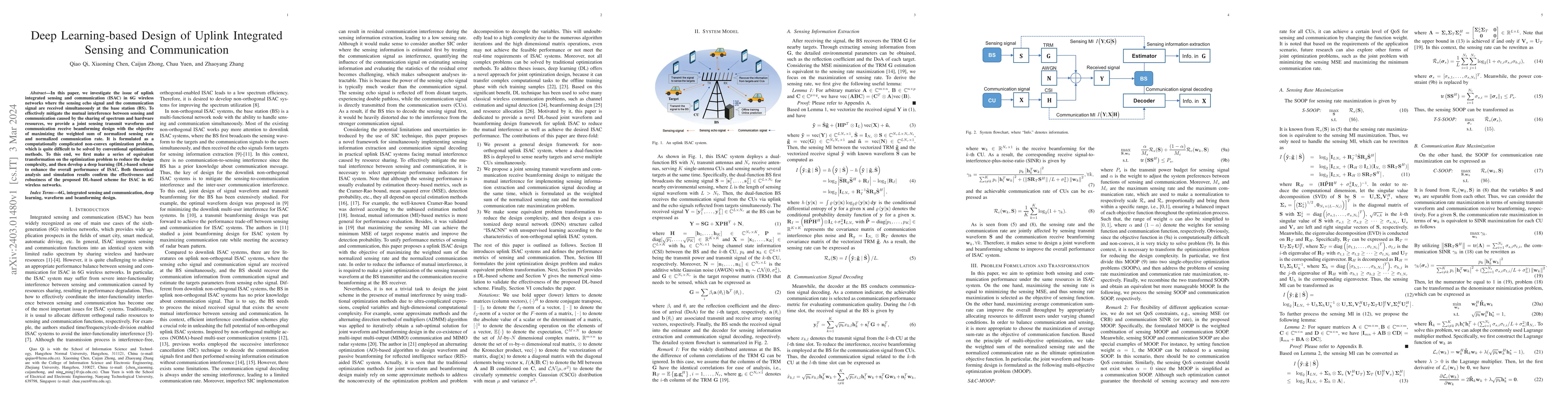 Thumbnail for Deep Learning-based Design of Uplink Integrated Sensing and
  Communication