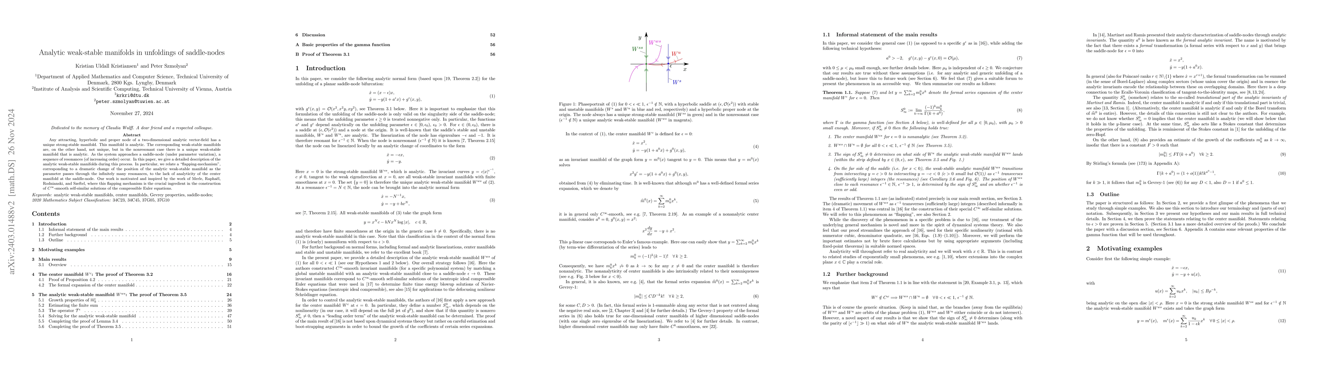 Thumbnail for Analytic weak-stable manifolds in unfoldings of saddle-nodes