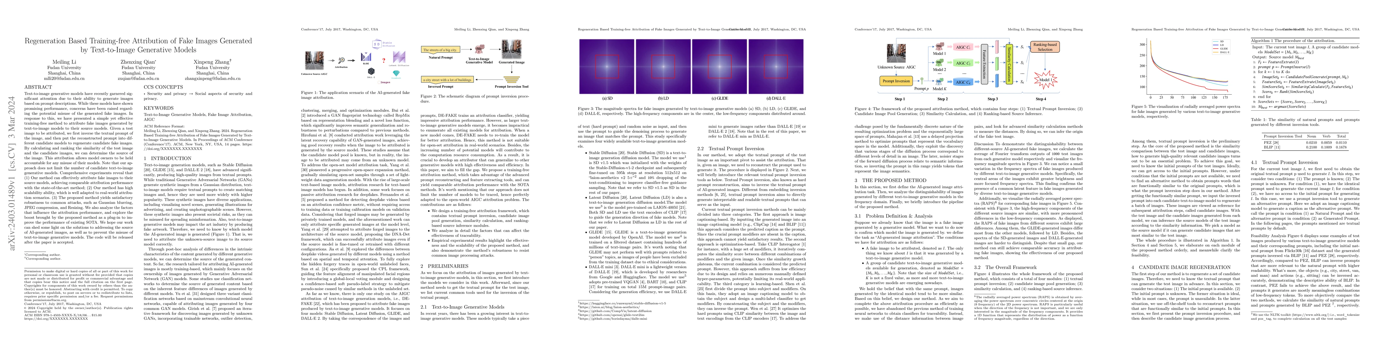 Thumbnail for Regeneration Based Training-free Attribution of Fake Images Generated by
  Text-to-Image Generative Models