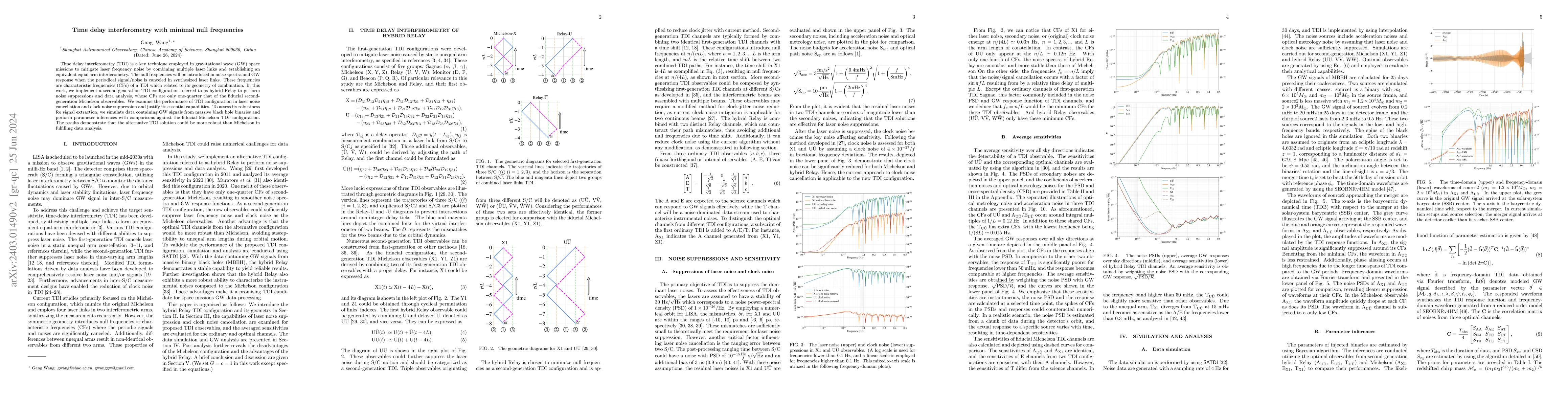 Thumbnail for Time delay interferometry with minimal null frequencies