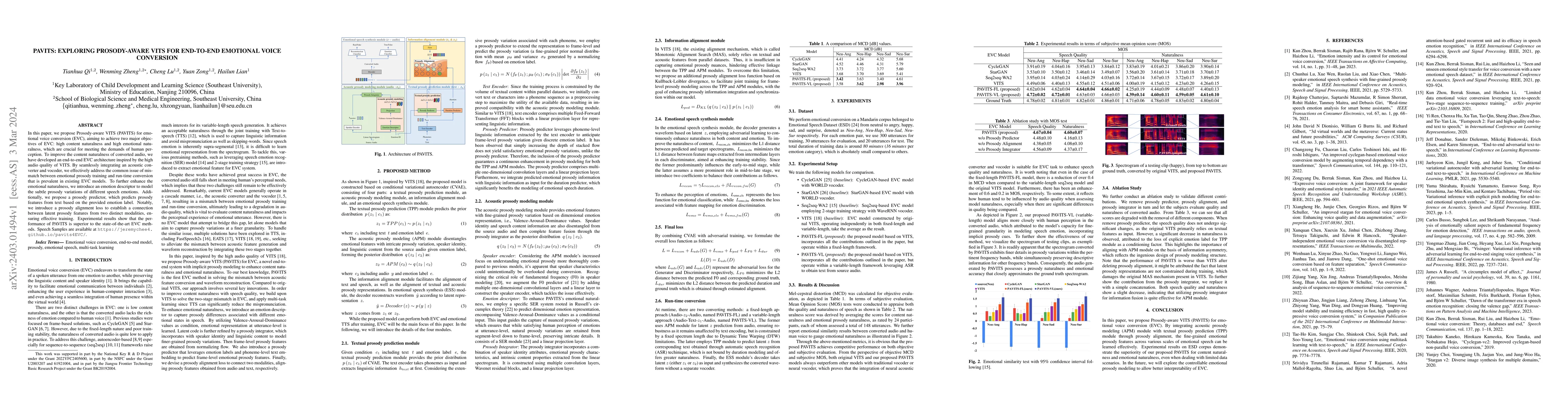 Thumbnail for PAVITS: Exploring Prosody-aware VITS for End-to-End Emotional Voice
  Conversion