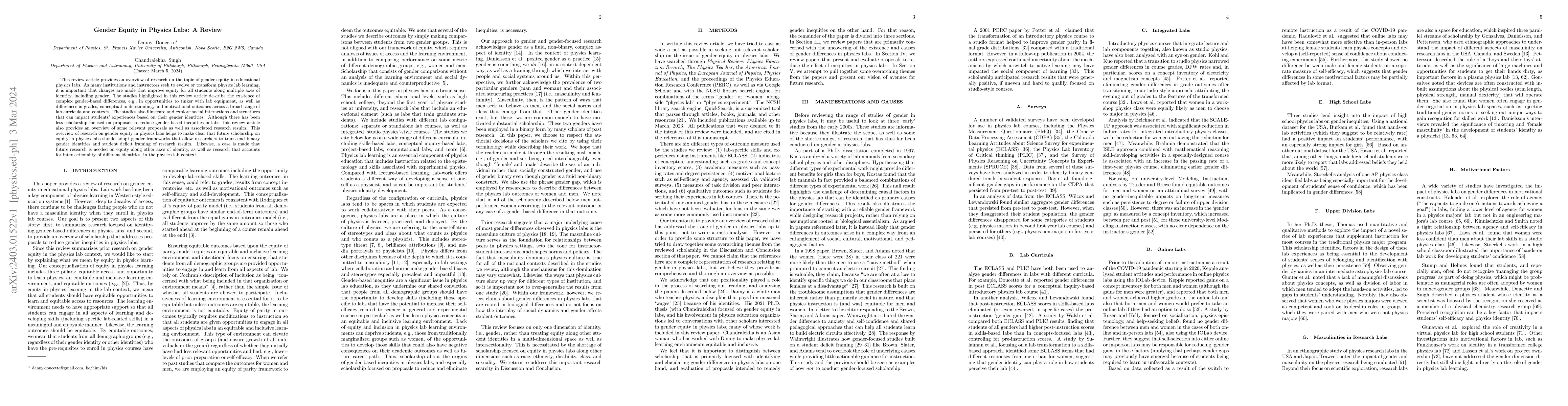 Thumbnail for Gender Equity in Physics Labs: A Review