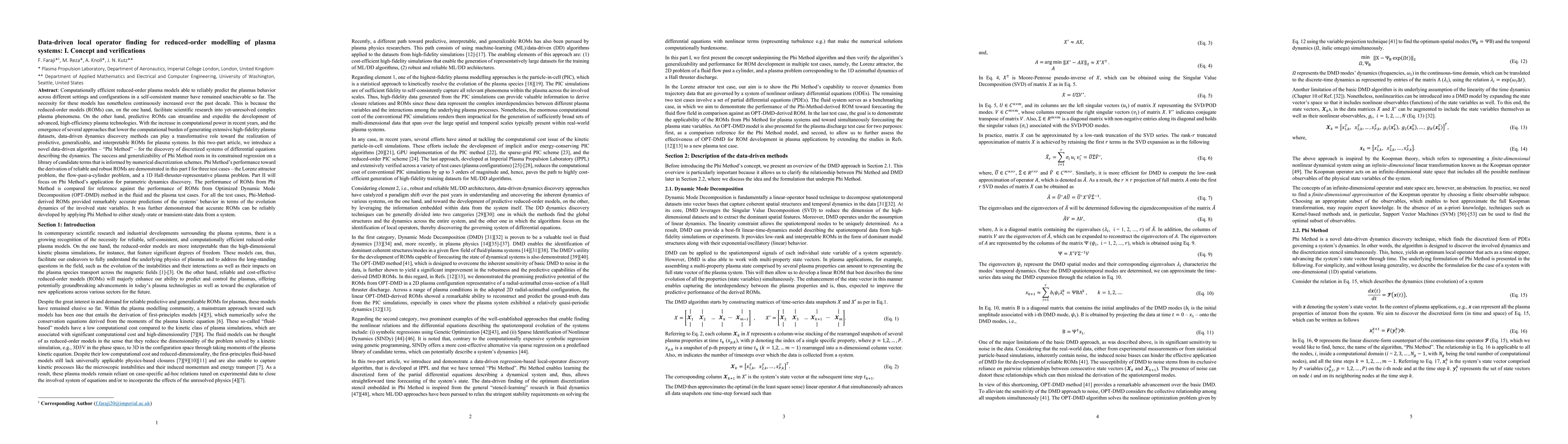 Thumbnail for Data-driven local operator finding for reduced-order modelling of plasma
  systems: I. Concept and verifications