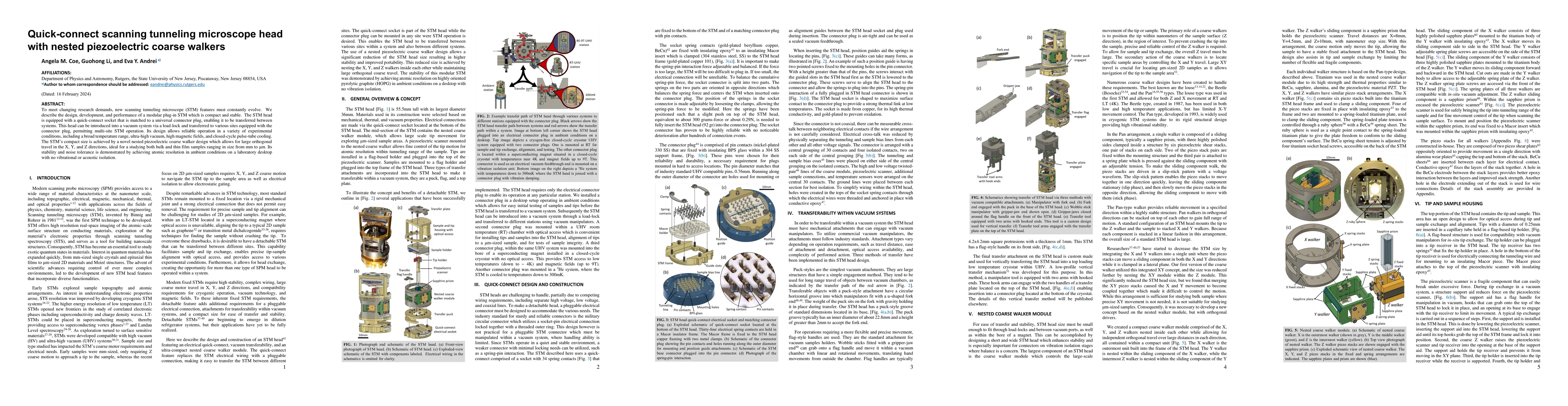 Thumbnail for Quick connect scanning tunneling microscope head with nested
  piezoelectric coarse walkers
