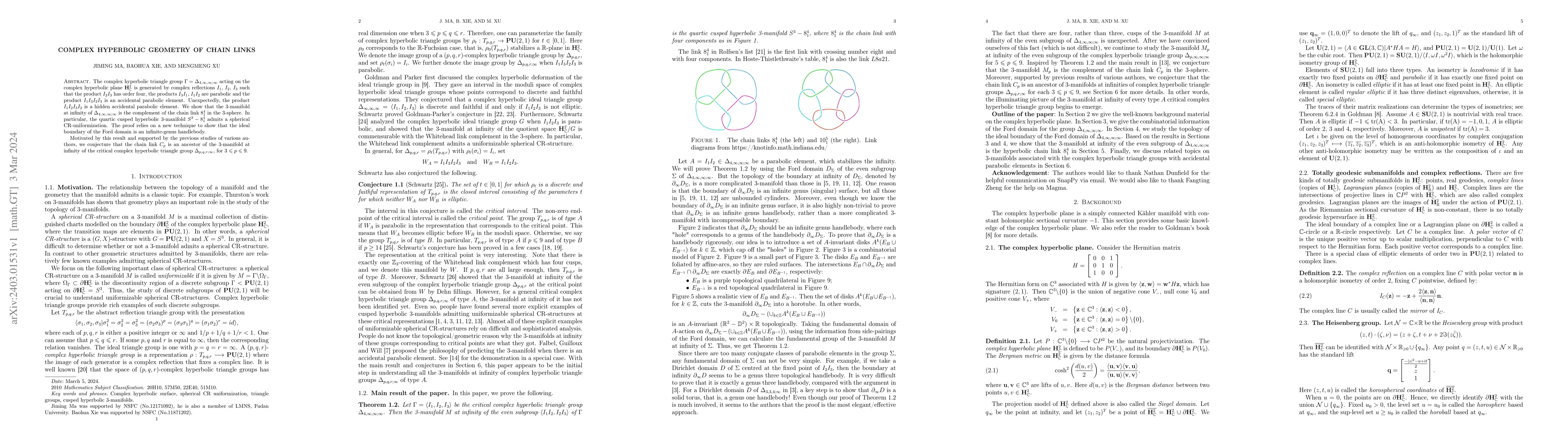 Thumbnail for Complex Hyperbolic Geometry of Chain Links