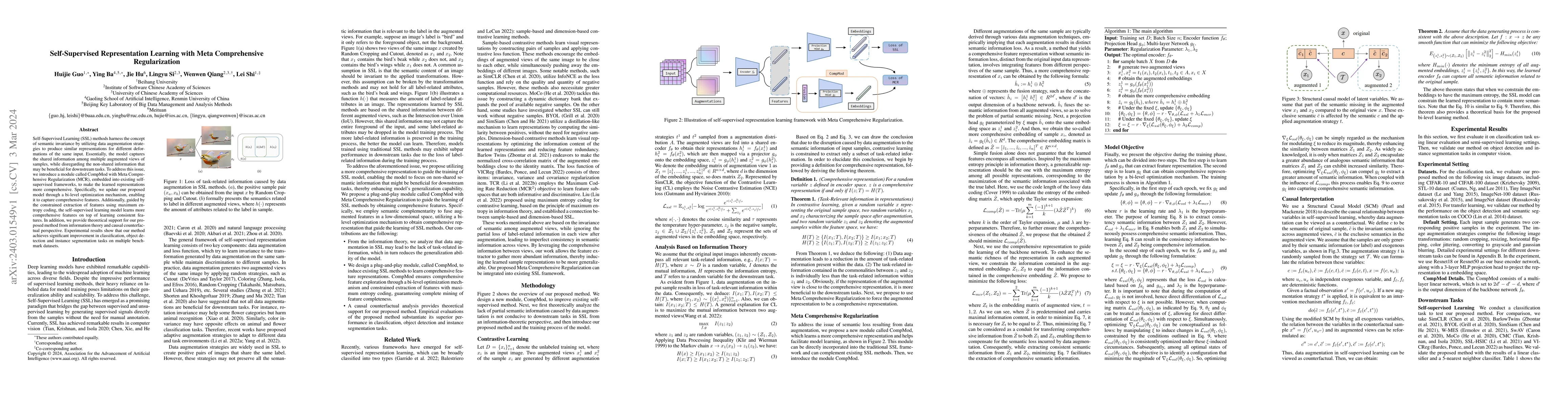 Thumbnail for Self-Supervised Representation Learning with Meta Comprehensive
  Regularization