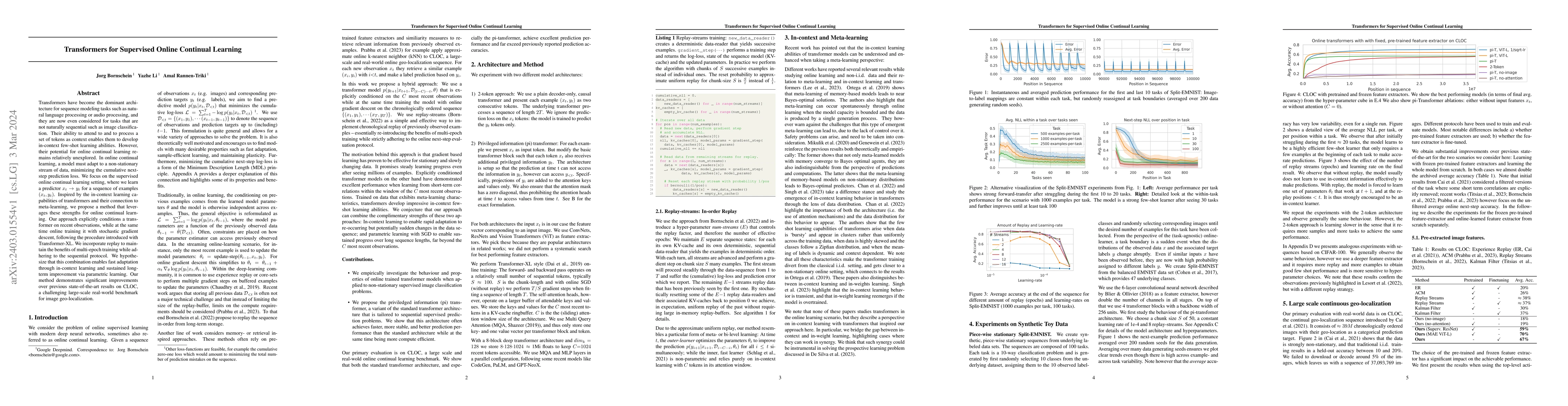 Thumbnail for Transformers for Supervised Online Continual Learning
