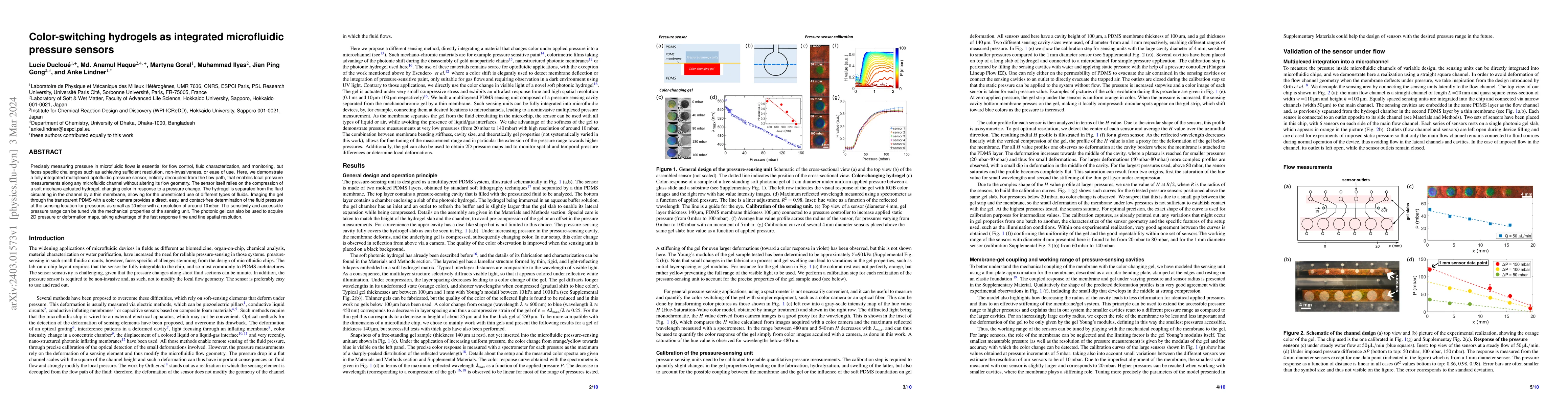 Thumbnail for Color-switching hydrogels as integrated microfluidic pressure sensors
