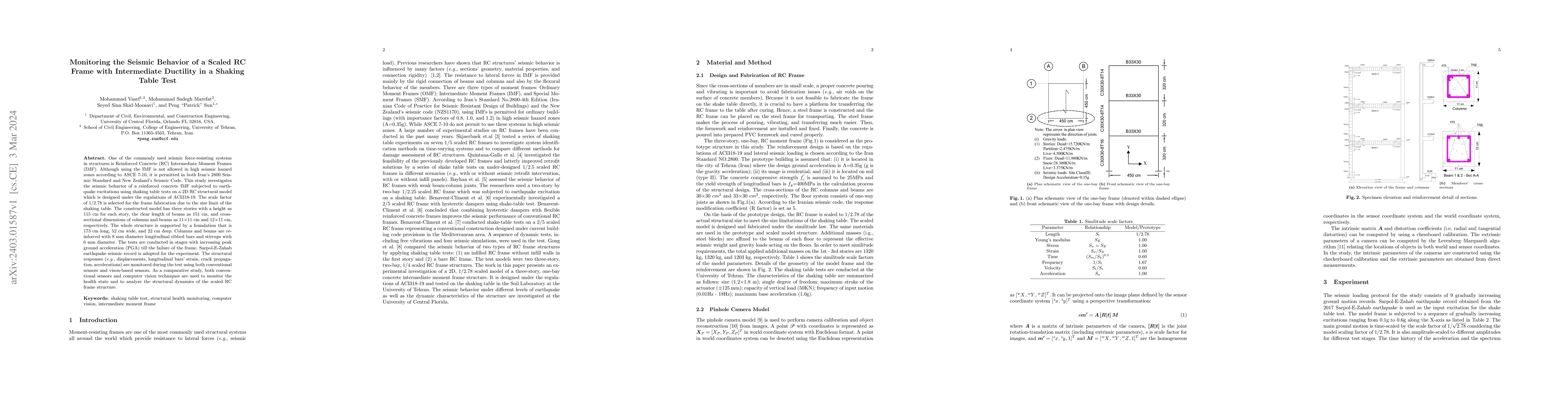 Thumbnail for Monitoring the Seismic Behavior of a Scaled RC Frame with Intermediate
  Ductility in a Shaking Table Test
