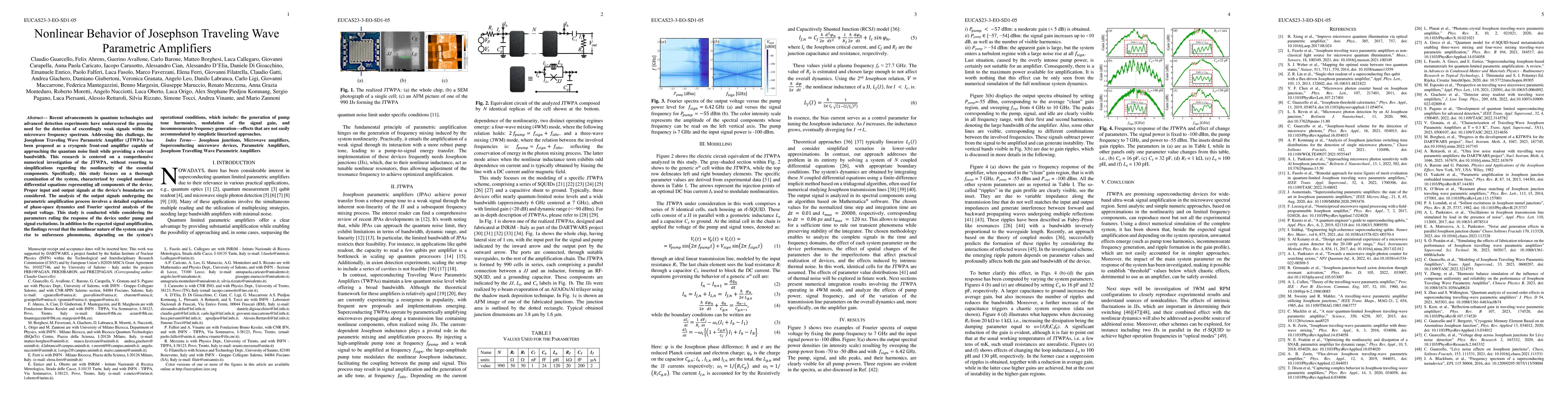 Thumbnail for Nonlinear Behavior of Josephson Traveling Wave Parametric Amplifiers