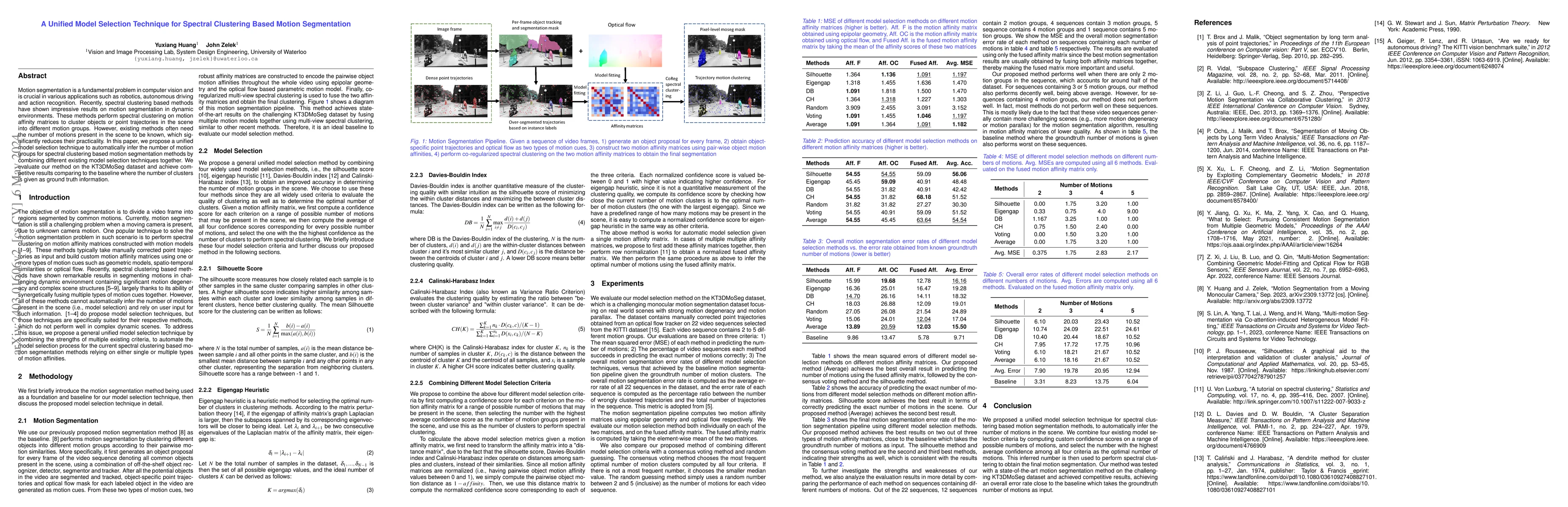 Thumbnail for A Unified Model Selection Technique for Spectral Clustering Based Motion
  Segmentation