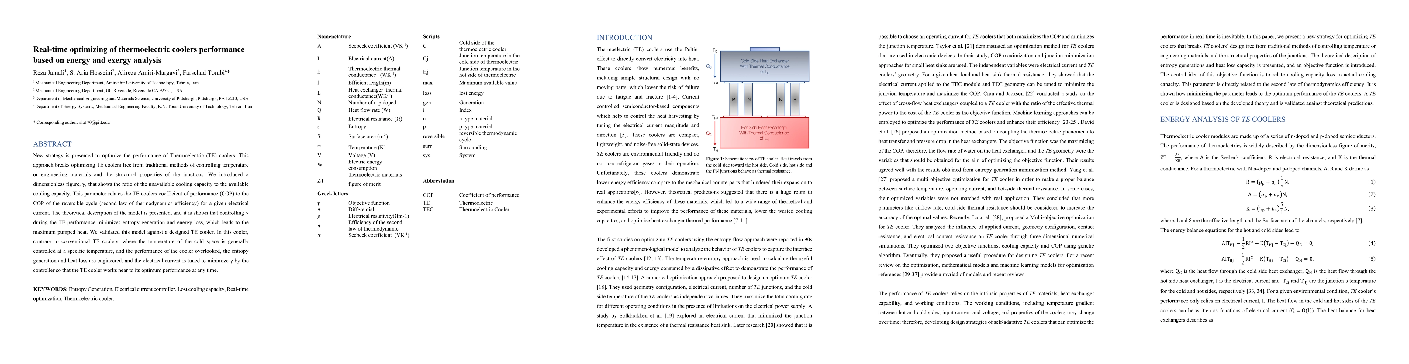 Thumbnail for Real-time optimization of thermoelectric coolers' performance based on
  energy and exergy analysis