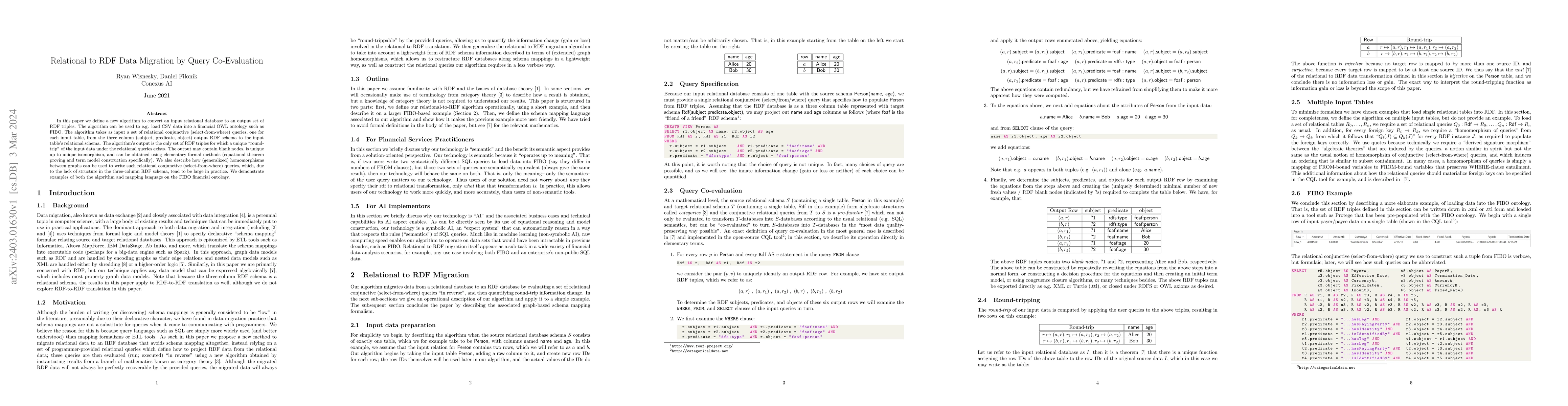 Thumbnail for Relational to RDF Data Migration by Query Co-Evaluation