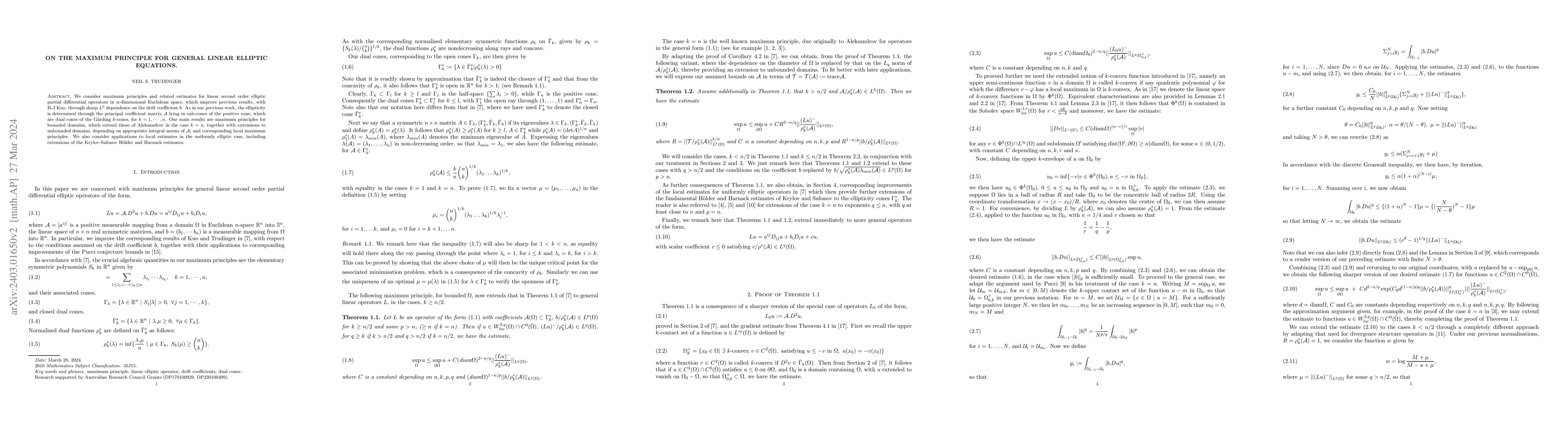 Thumbnail for On the maximum principle for general linear elliptic equations