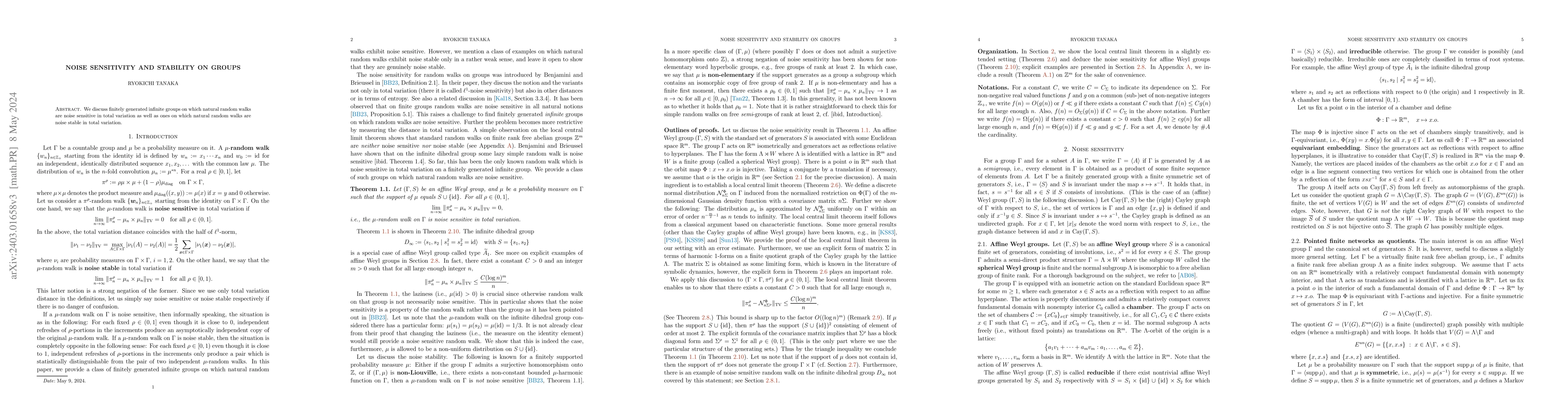 Thumbnail for Noise sensitivity and stability on groups