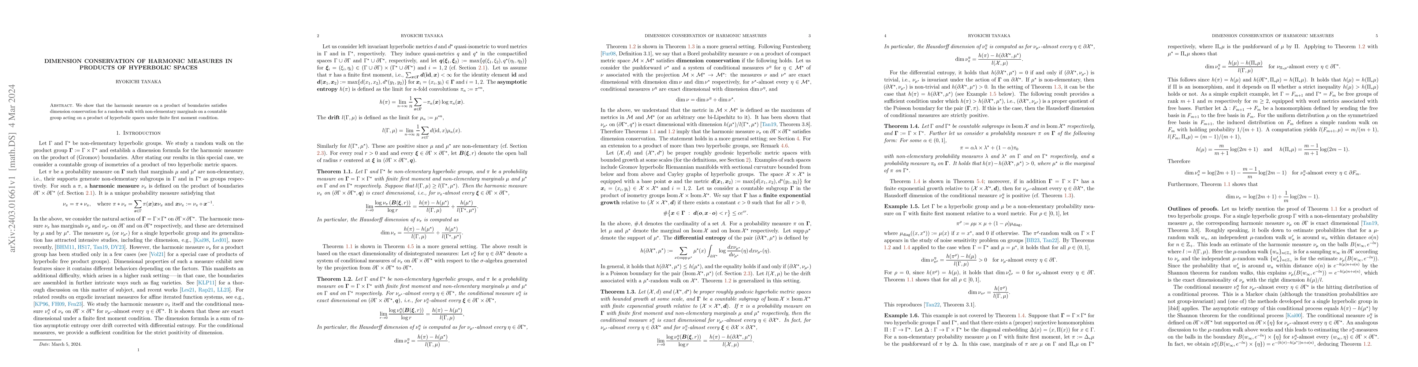 Thumbnail for Dimension conservation of harmonic measures in products of hyperbolic
  spaces
