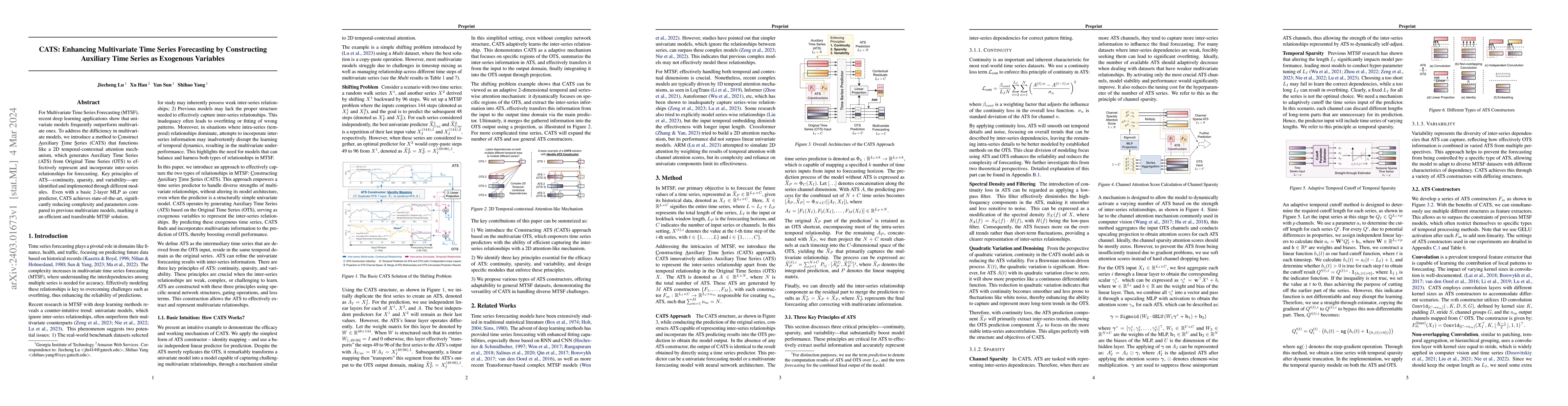Thumbnail for CATS: Enhancing Multivariate Time Series Forecasting by Constructing
  Auxiliary Time Series as Exogenous Variables