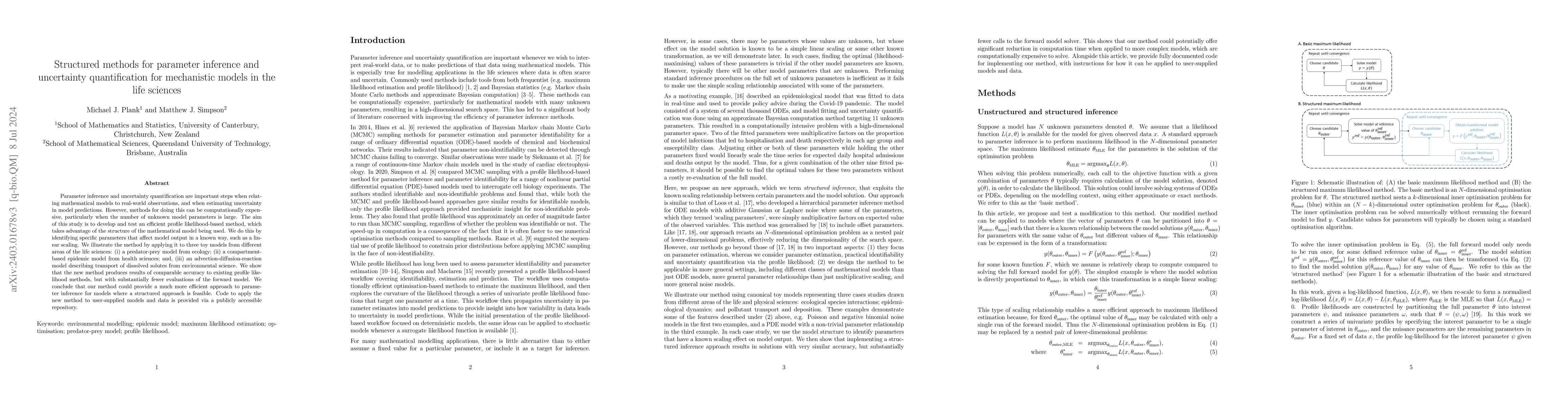 Thumbnail for Structured methods for parameter inference and uncertainty
  quantification for mechanistic models in the life sciences