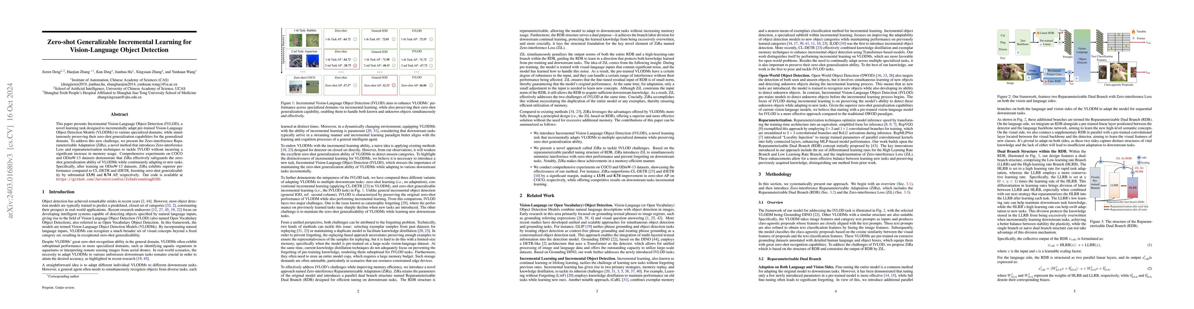 Thumbnail for Zero-shot Generalizable Incremental Learning for Vision-Language Object
  Detection
