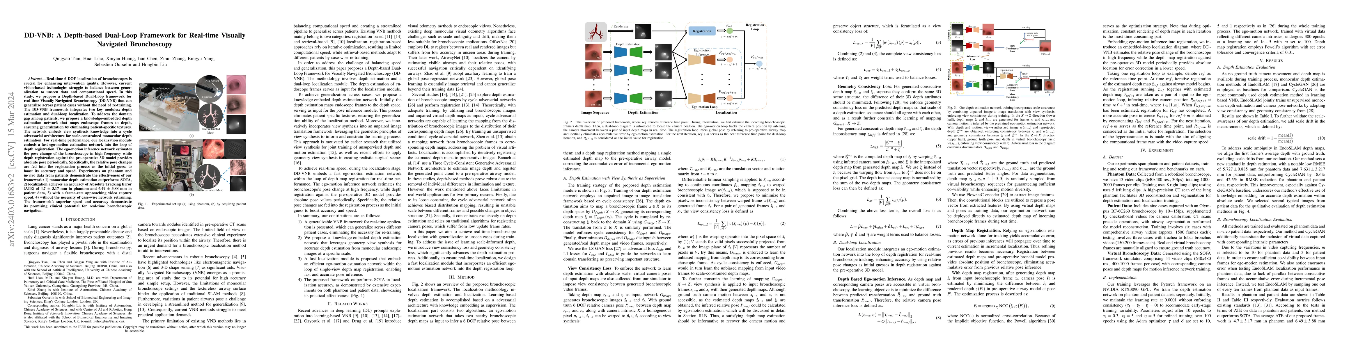 Thumbnail for DD-VNB: A Depth-based Dual-Loop Framework for Real-time Visually
  Navigated Bronchoscopy