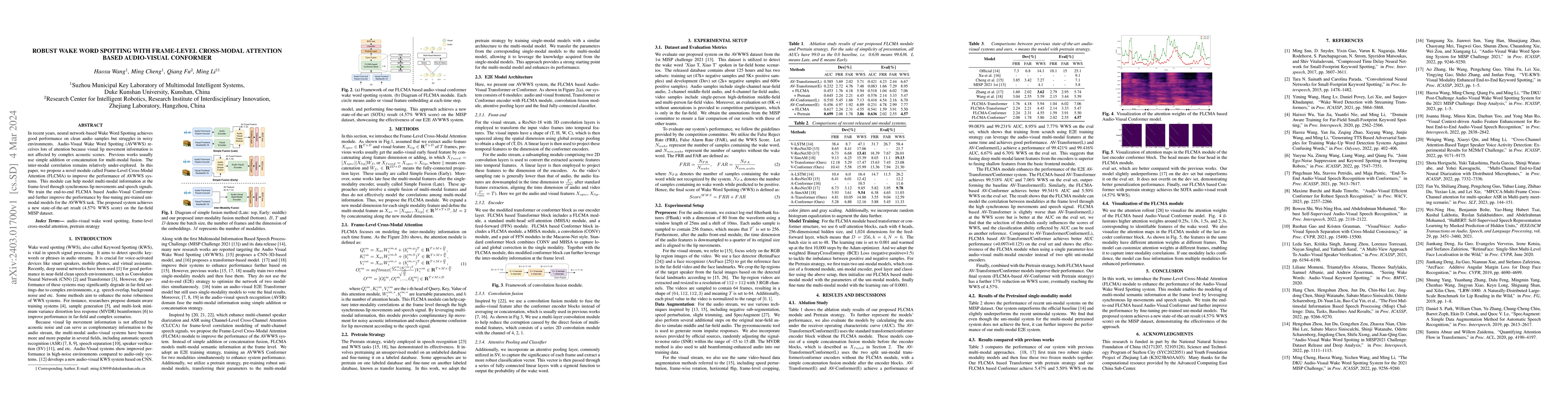Thumbnail for Robust Wake Word Spotting With Frame-Level Cross-Modal Attention Based
  Audio-Visual Conformer