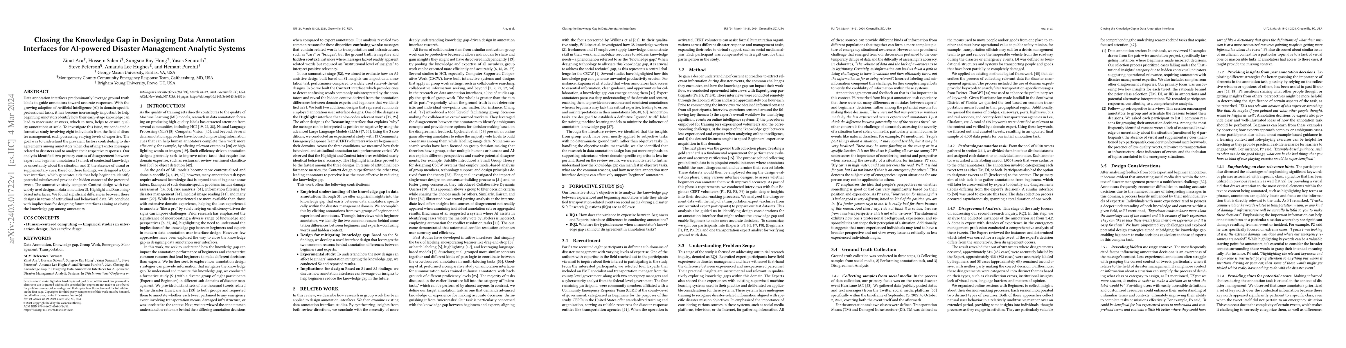 Thumbnail for Closing the Knowledge Gap in Designing Data Annotation Interfaces for
  AI-powered Disaster Management Analytic Systems