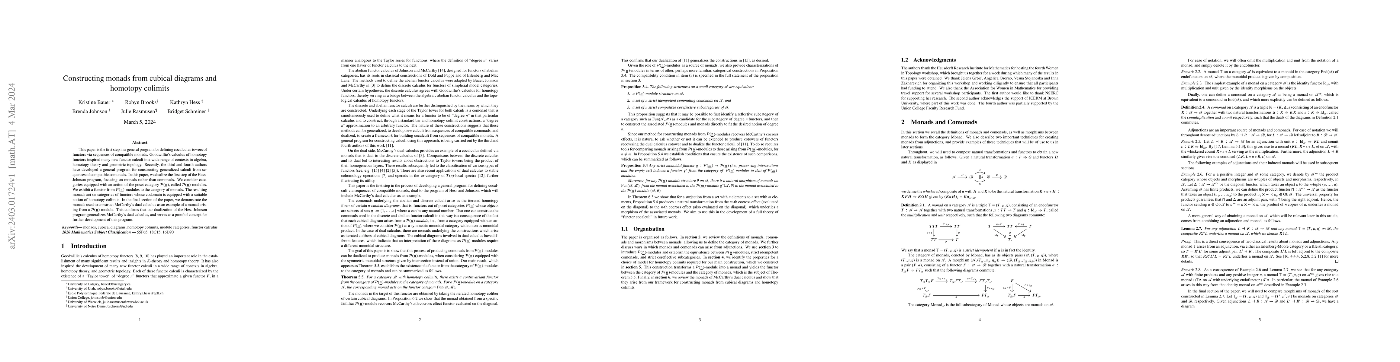 Thumbnail for Constructing monads from cubical diagrams and homotopy colimits