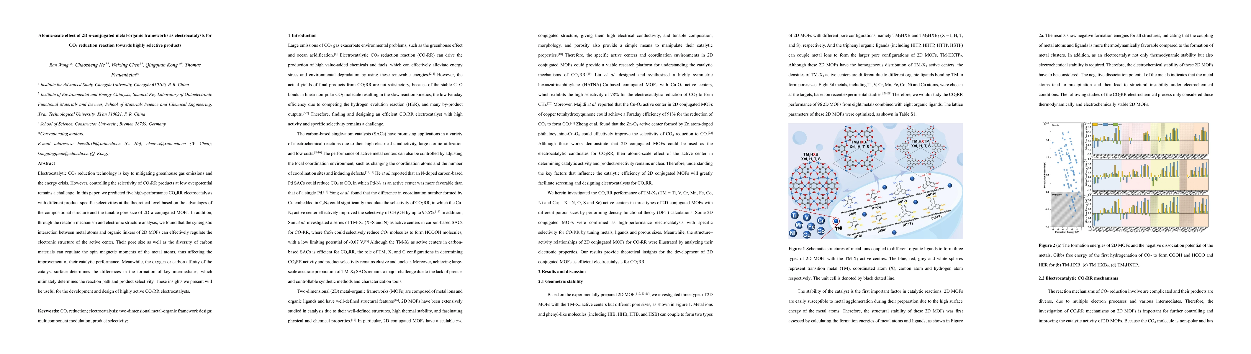 Thumbnail for Atomic-scale effect of 2D {\pi}-conjugated metal-organic frameworks as
  electrocatalysts for CO2 reduction reaction towards highly selective products