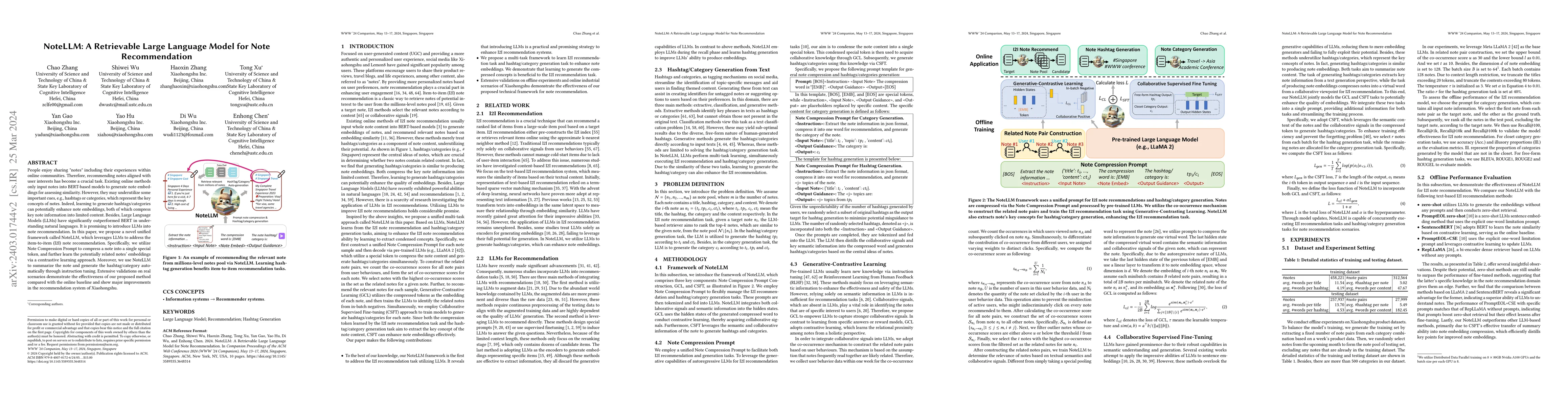Thumbnail for NoteLLM: A Retrievable Large Language Model for Note Recommendation