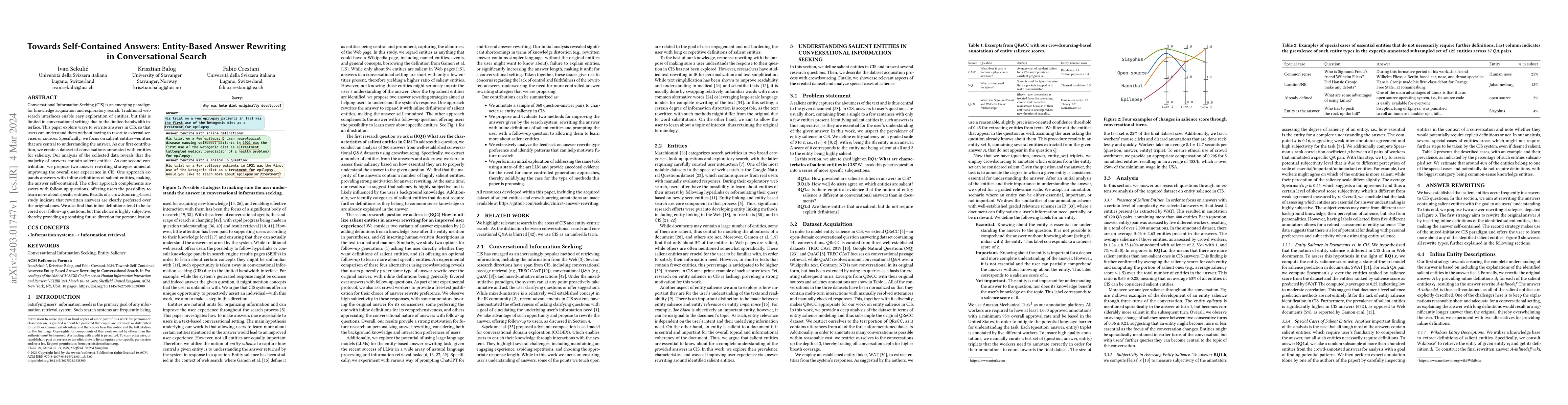 Thumbnail for Towards Self-Contained Answers: Entity-Based Answer Rewriting in
  Conversational Search