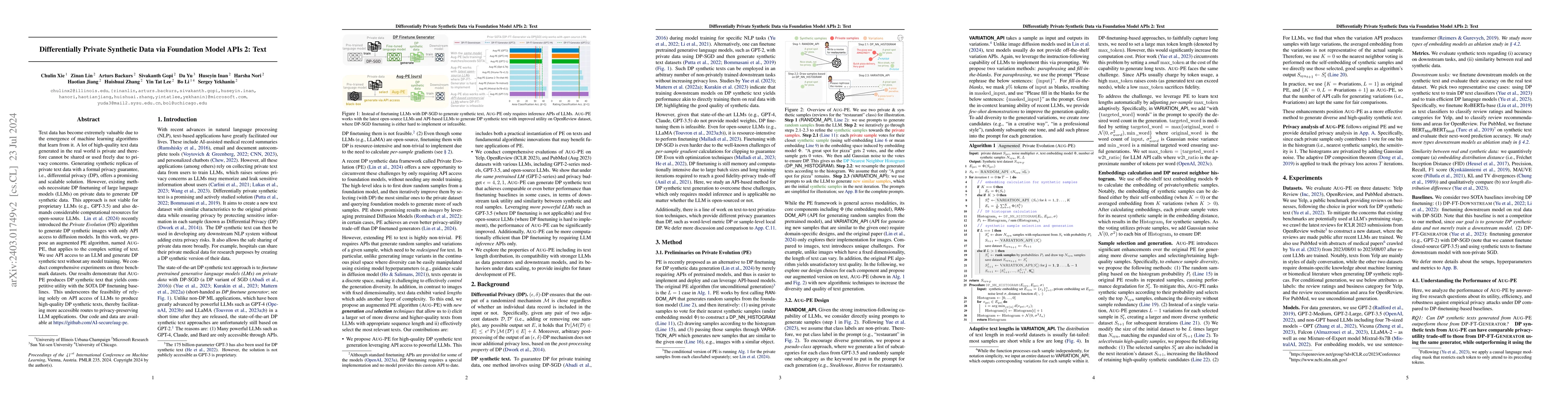 Thumbnail for Differentially Private Synthetic Data via Foundation Model APIs 2: Text