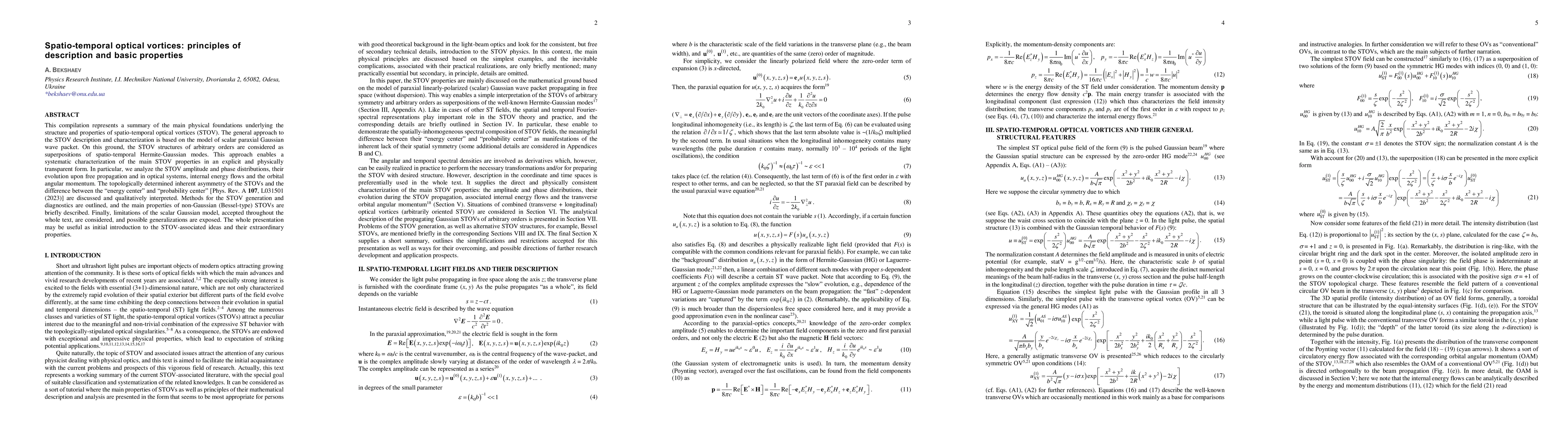 Thumbnail for Spatio-temporal optical vortices: principles of description and basic
  properties