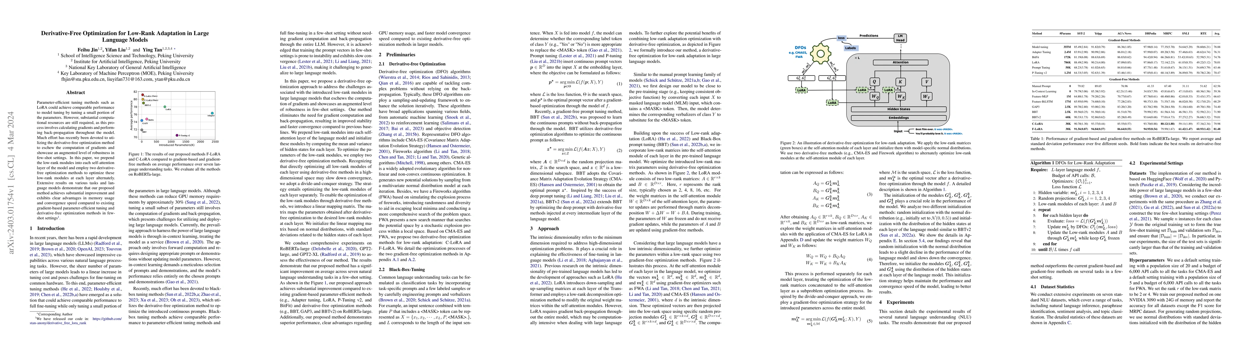 Thumbnail for Derivative-Free Optimization for Low-Rank Adaptation in Large Language
  Models