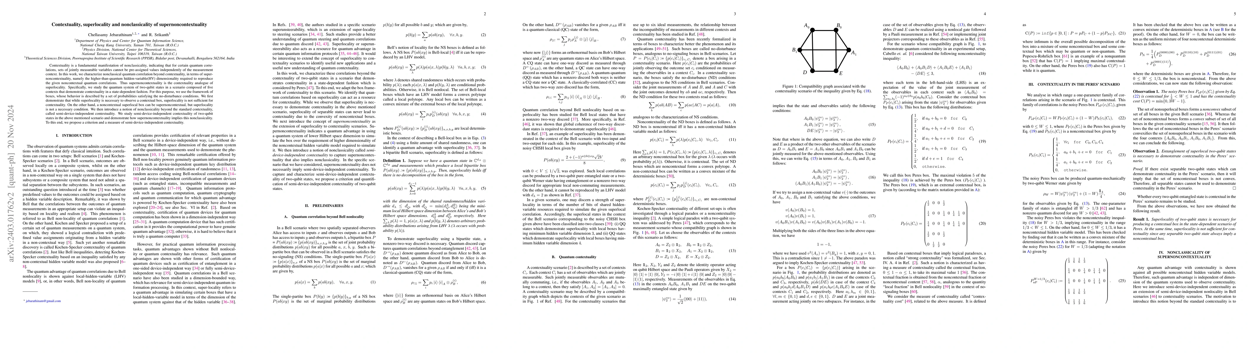 Thumbnail for Contextuality, superlocality and supernoncontextuality