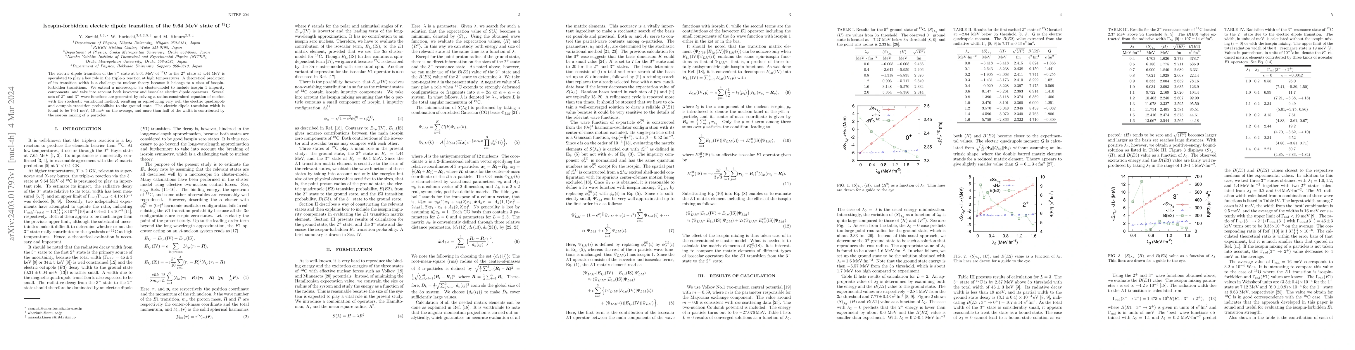 Thumbnail for Isospin-forbidden electric dipole transition of the 9.64 MeV state of
  $^{12}$C
