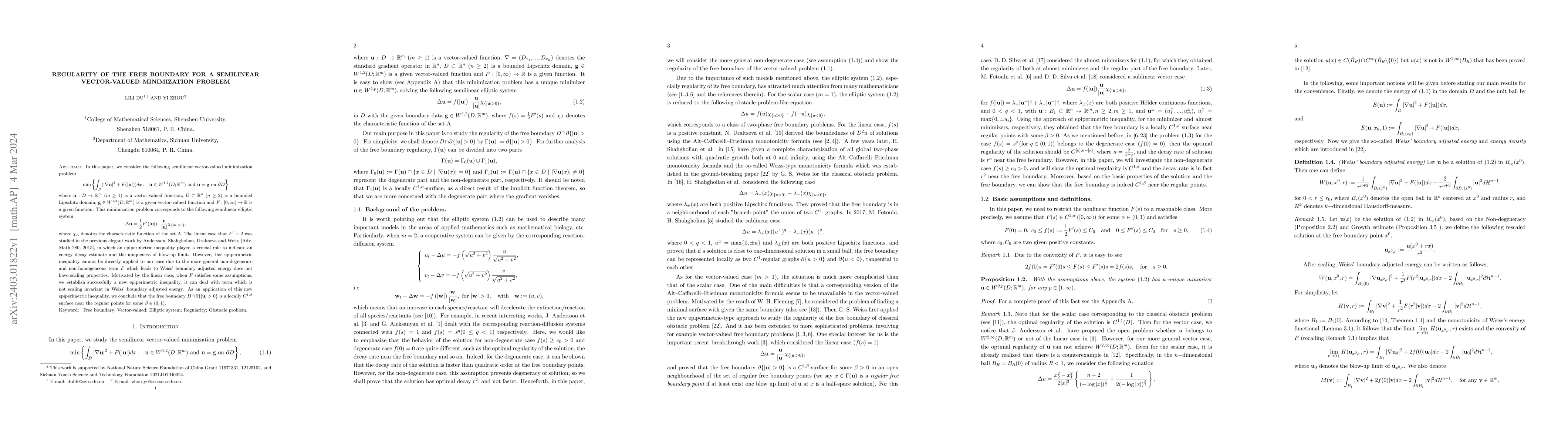 Thumbnail for Regularity of the free boundary for a semilinear vector-valued
  minimization problem