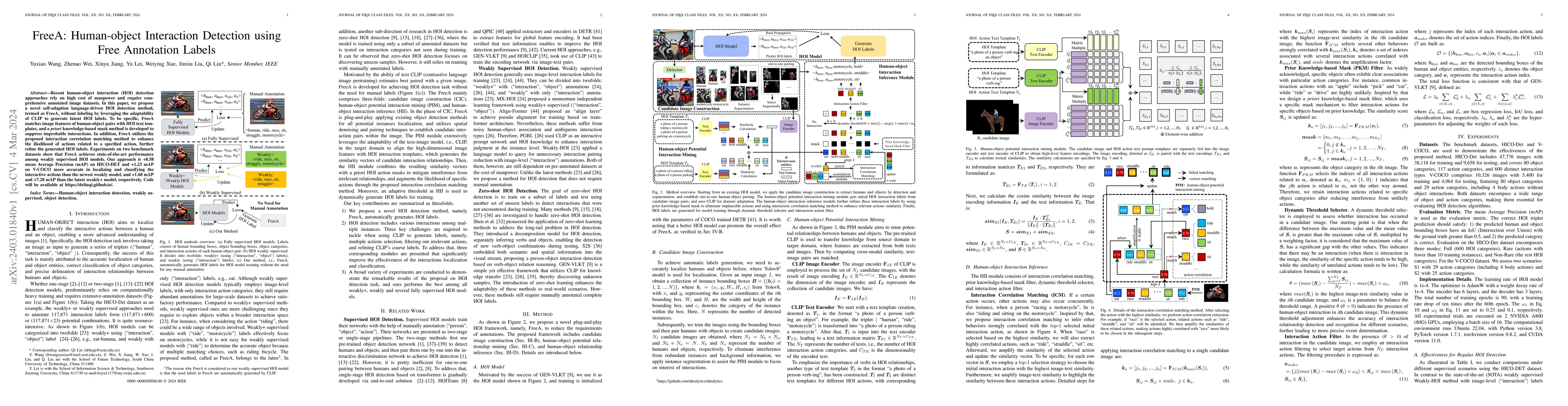 Thumbnail for FreeA: Human-object Interaction Detection using Free Annotation Labels