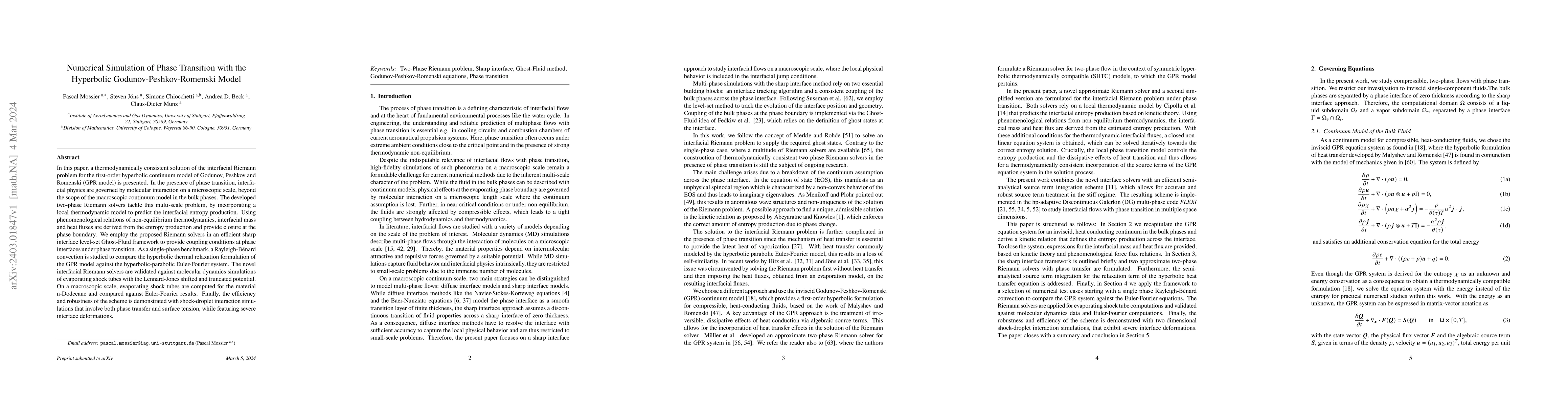 Thumbnail for Numerical Simulation of Phase Transition with the Hyperbolic
  Godunov-Peshkov-Romenski Model