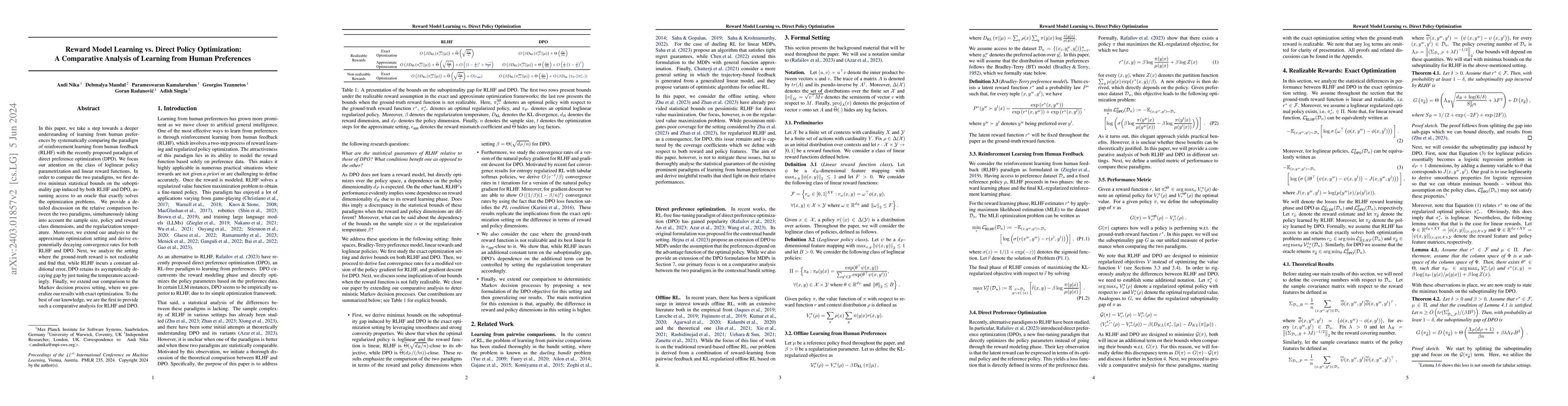 Thumbnail for Reward Model Learning vs. Direct Policy Optimization: A Comparative
  Analysis of Learning from Human Preferences
