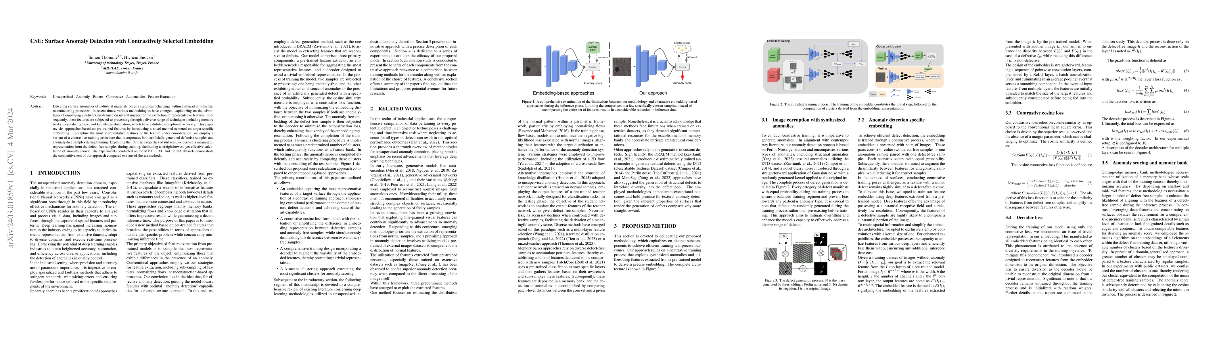 Thumbnail for CSE: Surface Anomaly Detection with Contrastively Selected Embedding