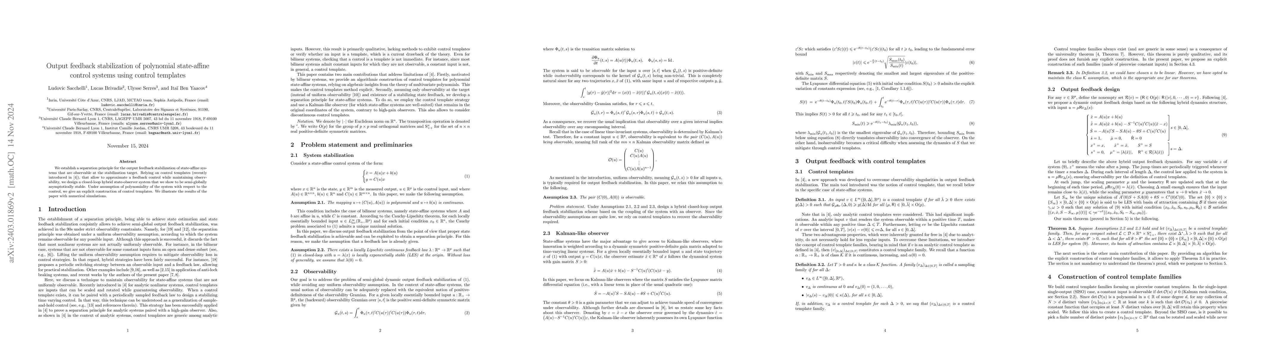 Thumbnail for Output feedback stabilisation of bilinear systems via control templates