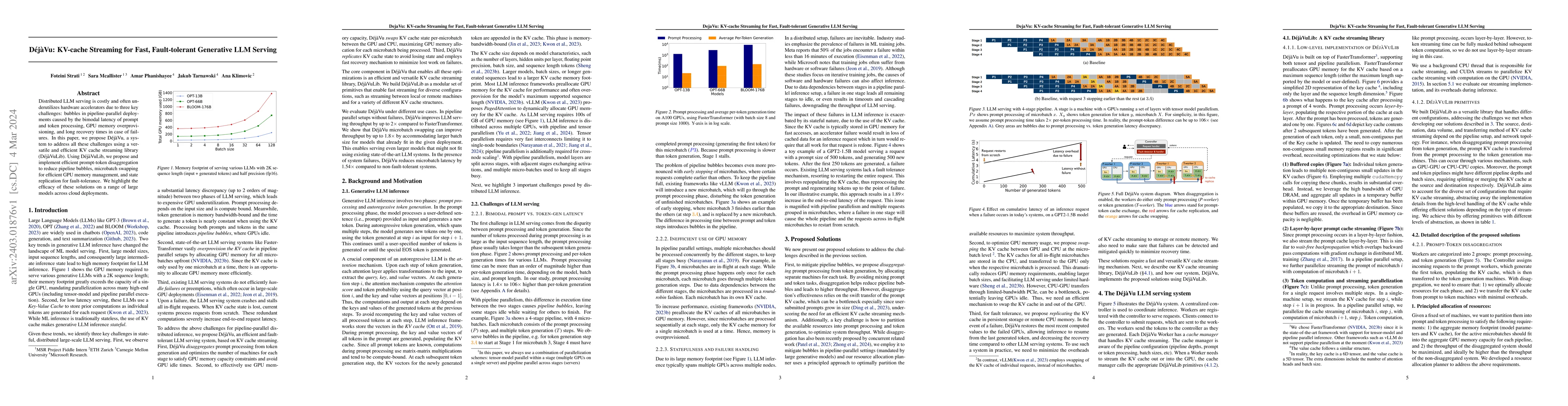 Thumbnail for D\'ej\`aVu: KV-cache Streaming for Fast, Fault-tolerant Generative LLM
  Serving