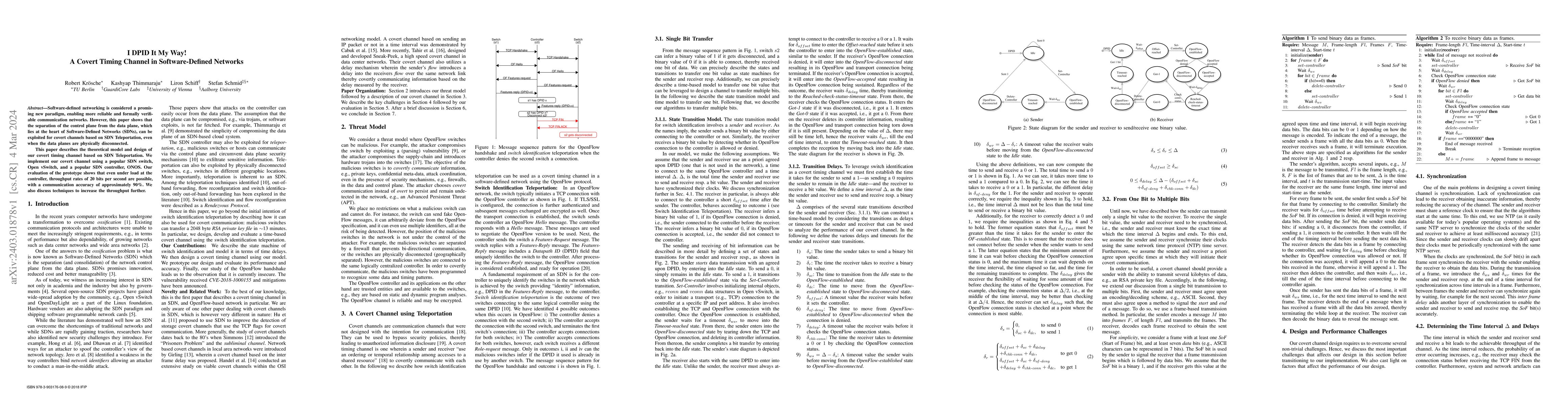 Thumbnail for I DPID It My Way! A Covert Timing Channel in Software-Defined Networks