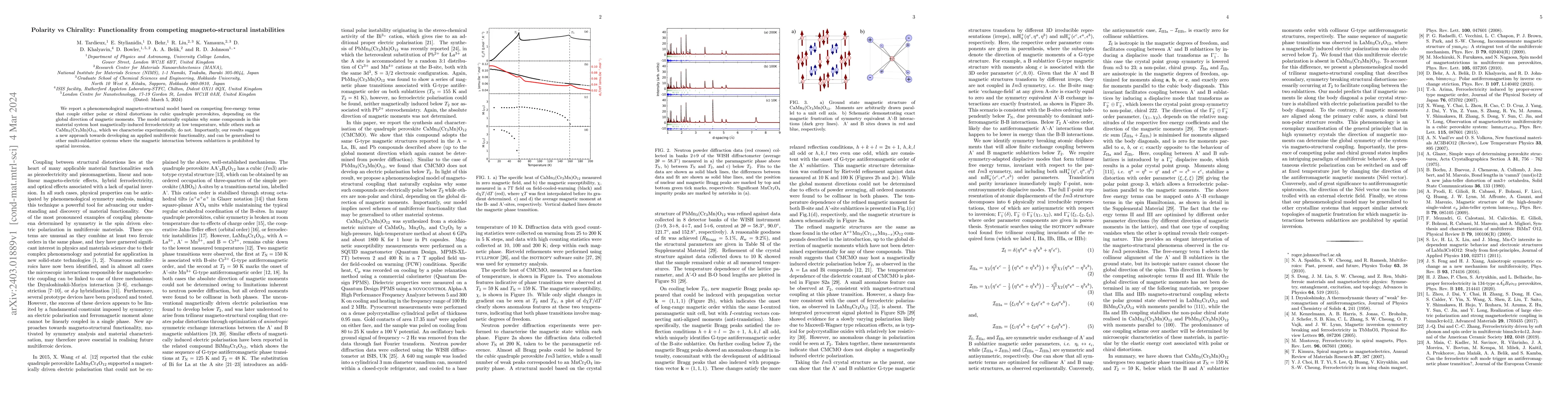 Thumbnail for Polarity vs Chirality: Functionality from competing magneto-structural
  instabilities