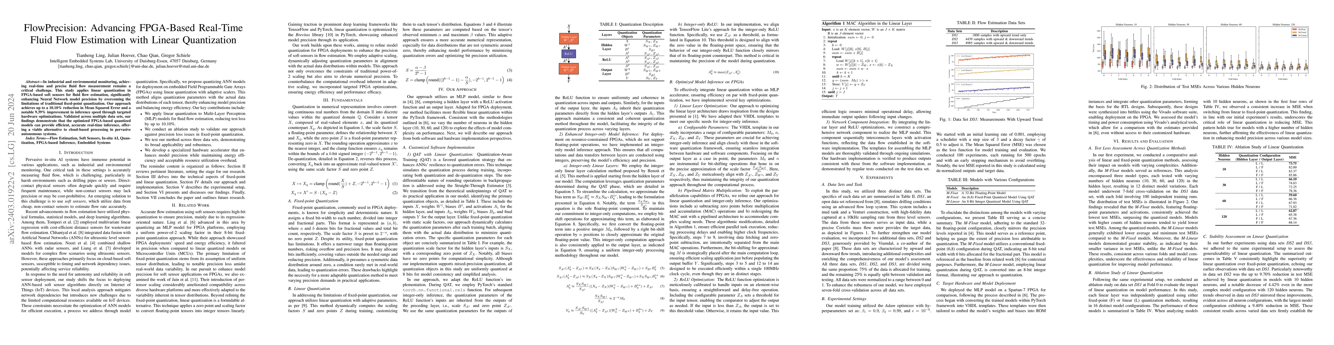 Thumbnail for FlowPrecision: Advancing FPGA-Based Real-Time Fluid Flow Estimation with
  Linear Quantization