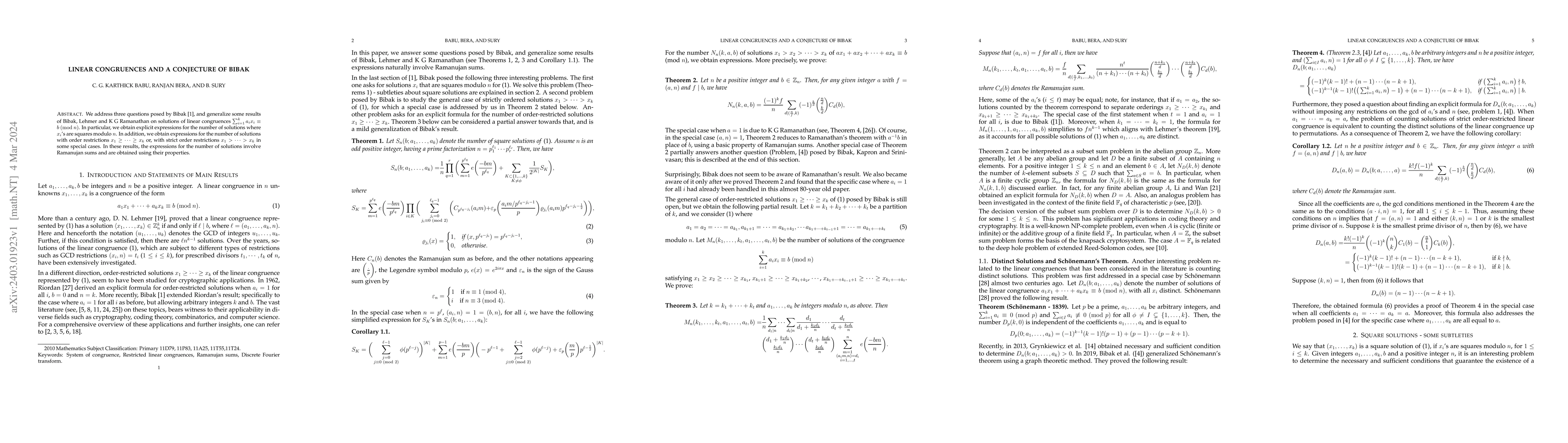 Thumbnail for Linear Congruences and a Conjecture of Bibak