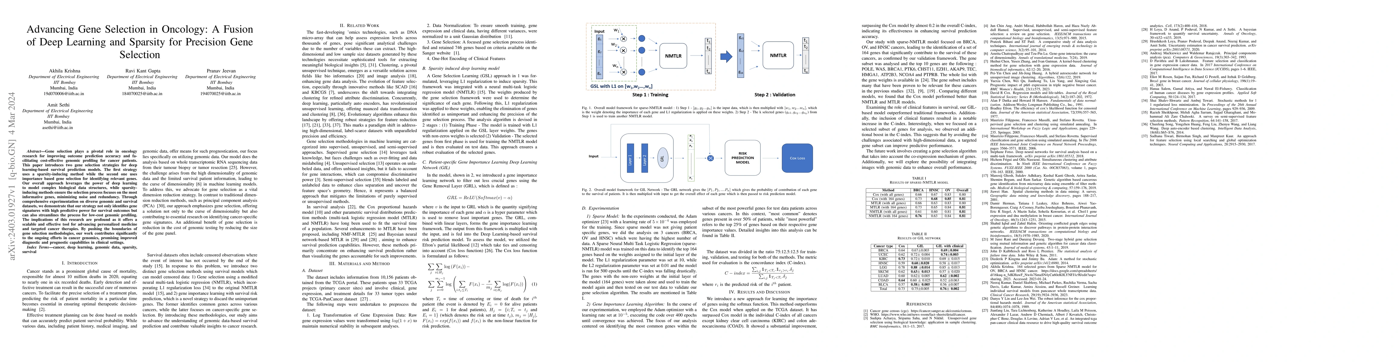 Thumbnail for Advancing Gene Selection in Oncology: A Fusion of Deep Learning and
  Sparsity for Precision Gene Selection
