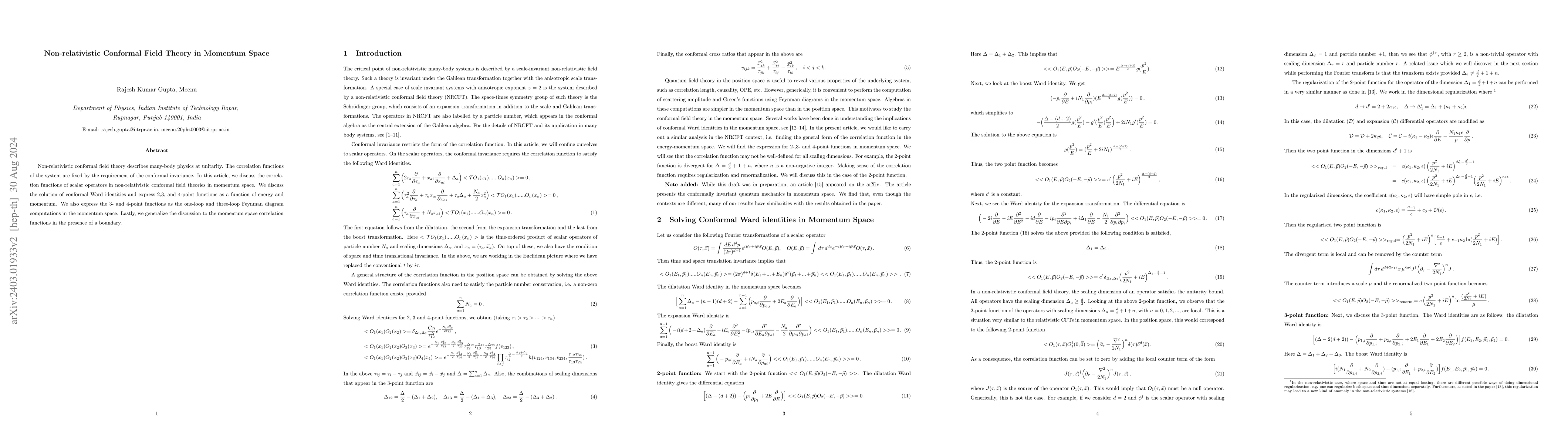 Thumbnail for Non-relativistic Conformal Field Theory in Momentum Space